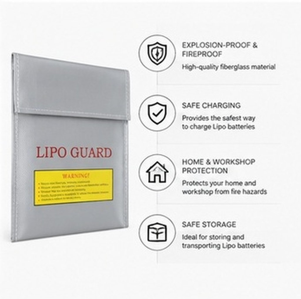 Lipo Battery Fireproof Safety Charge Box - Bolsa Protectora Profesional para Baterías Lipo