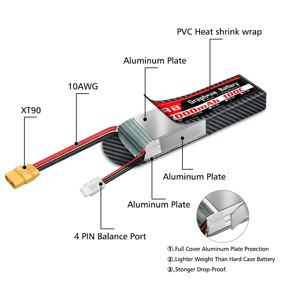 Batería de grafeno 2S 3S 4S 6S - 4S Lipo Battery 14.8V 6000Mah reseña y precio
